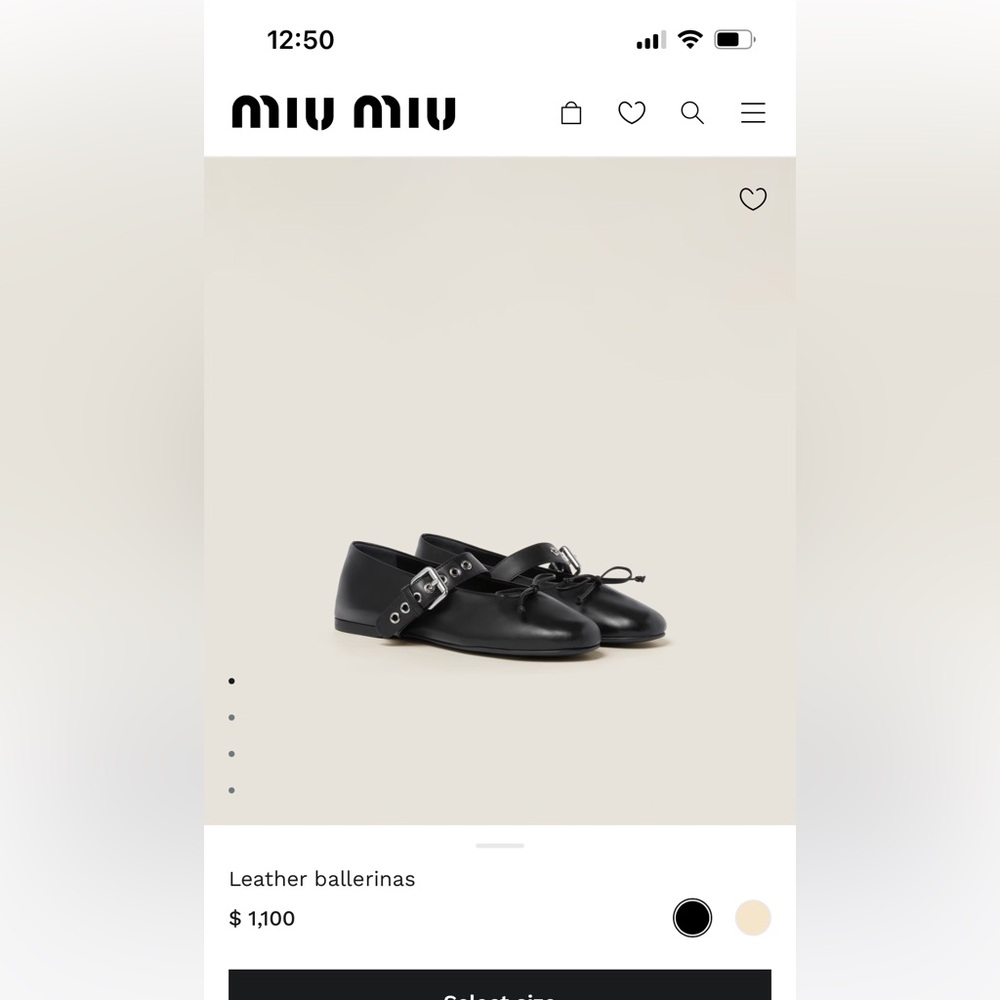 Miu Miu leather ballerinas size 40.5
